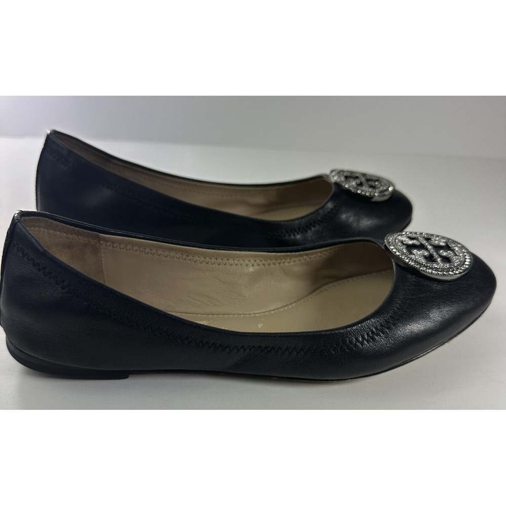 Tory Burch Liana Rhinestone Jewel Embellished Ballet Flats Black Leather Sz 6.5 - Picture 11 of 16